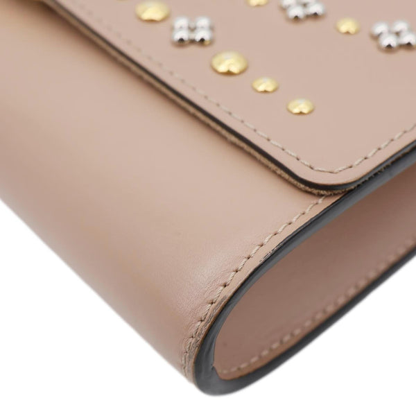 LOUIS VUITTON Chain Louise GM Studded Leather Shoulder Bag Beige