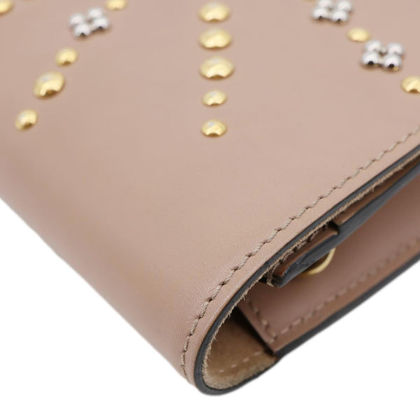 LOUIS VUITTON Chain Louise GM Studded Leather Shoulder Bag Beige