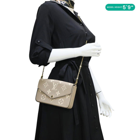 LOUIS VUITTON Felicie Pochette Giant Monogram Empreinte Crossbody Bag Bicolor