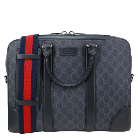 GUCCI GG Supreme Canvas Briefcase Messenger Bag Black 474135