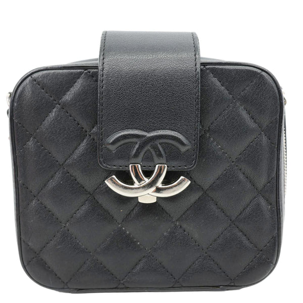 CHANEL CC Box Mini Quilted Lambskin Leather Camera Bag Black