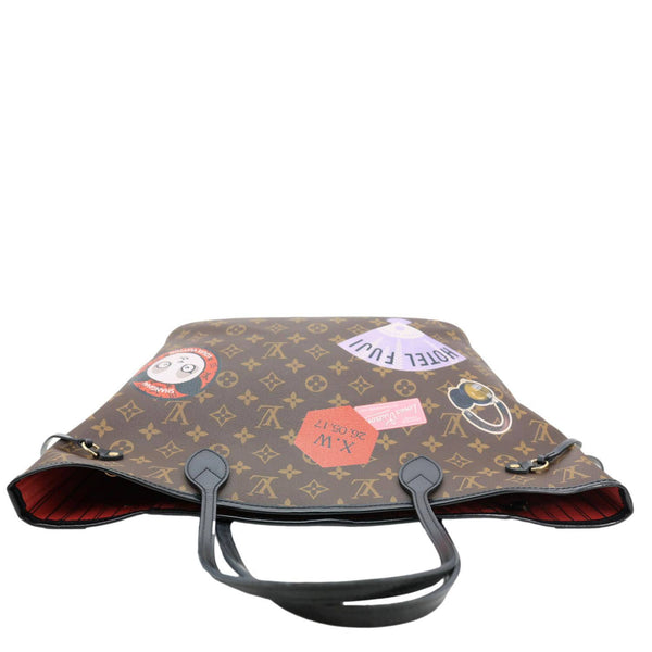 LOUIS VUITTON Neverfull MM World Tour Monogram Canvas Tote Shoulder Bag Brown