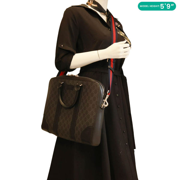 GUCCI GG Supreme Canvas Briefcase Messenger Bag Black 474135