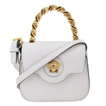 VERSACE La Medusa Mini Leather Top Handle Shoulder Bag White