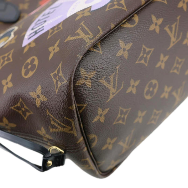 LOUIS VUITTON Neverfull MM World Tour Monogram Canvas Tote Shoulder Bag Brown