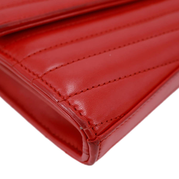 YVES SAINT LAURENT Sulpice Matelasse Leather Wallet On Chain Red