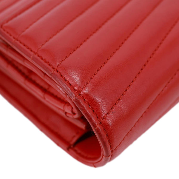 YVES SAINT LAURENT Sulpice Matelasse Leather Wallet On Chain Red