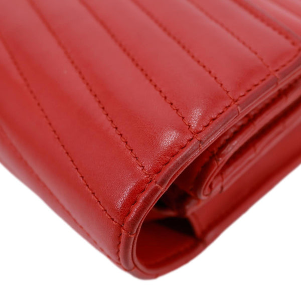 YVES SAINT LAURENT Sulpice Matelasse Leather Wallet On Chain Red