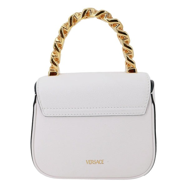 VERSACE La Medusa Mini Leather Top Handle Shoulder Bag White