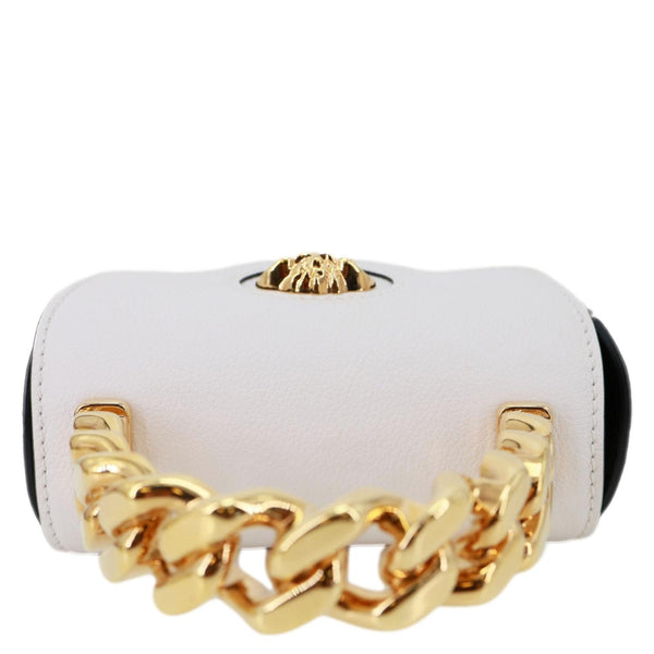 VERSACE La Medusa Mini Leather Top Handle Shoulder Bag White
