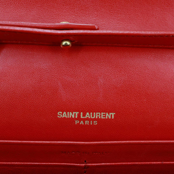 YVES SAINT LAURENT Sulpice Matelasse Leather Wallet On Chain Red