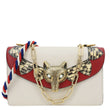 GUCCI Fox Head Broche Leather Shoulder Bag Off White 466433