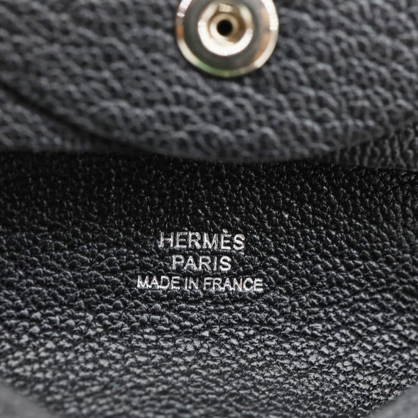 HERMES Bastia Verso Grained Goatskin Leather Coin Purse Black