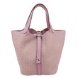 HERMES Picotin Lock 18 Lucky Daisy Leather Satchel Bag Pink