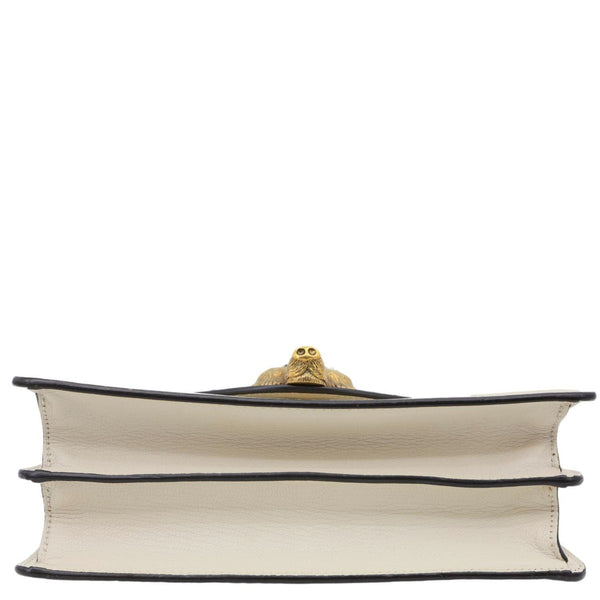 GUCCI Fox Head Broche Leather Shoulder Bag Off White 466433