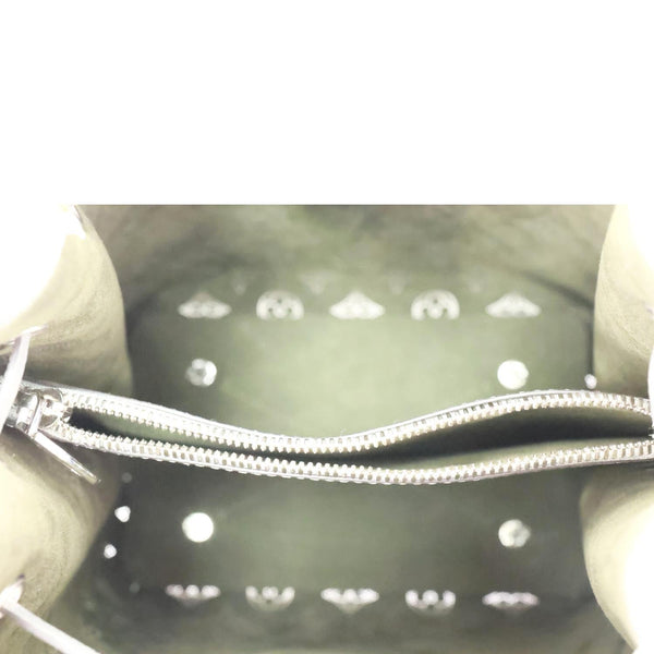LOUIS VUITTON Muria Mahina Perforated Leather Shoulder Bucket Bag Silver