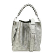 LOUIS VUITTON Muria Mahina Perforated Leather Shoulder Bucket Bag Silver