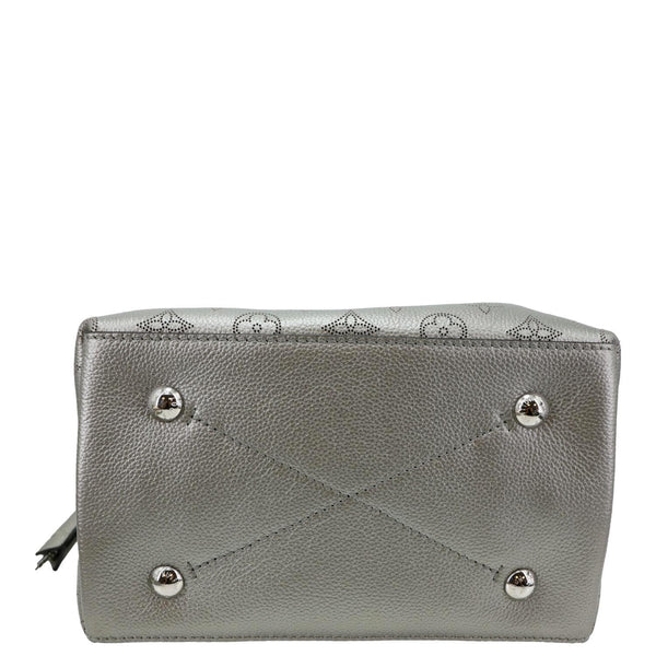 LOUIS VUITTON Muria Mahina Perforated Leather Shoulder Bucket Bag Silver