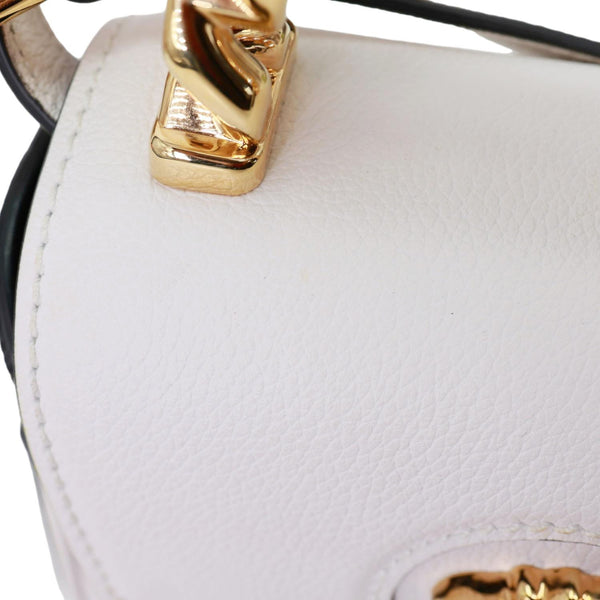 VERSACE La Medusa Mini Leather Top Handle Shoulder Bag White