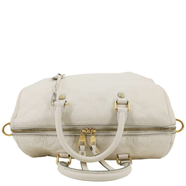 LOUIS VUITTON Speedy 30 Bandouliere Monogram Empreinte Leather Shoulder Bag White