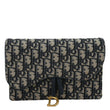 CHRISTIAN DIOR Saddle Oblique Jacquard Pouch Wallet On Chain Navy Blue