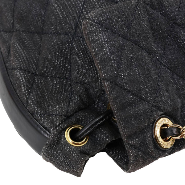 CHANEL CC Quilted Denim Backpack Black