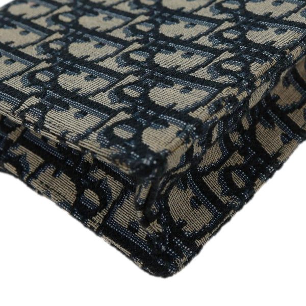 CHRISTIAN DIOR Saddle Oblique Jacquard Pouch Wallet On Chain Navy Blue