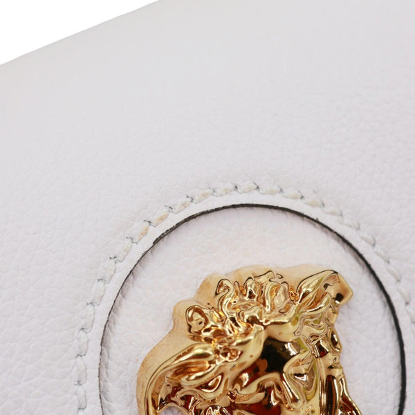 VERSACE La Medusa Mini Leather Top Handle Shoulder Bag White