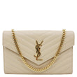 YVES SAINT LAURENT Cassandra Matelasse Grain De Poudre Chain Wallet Cream