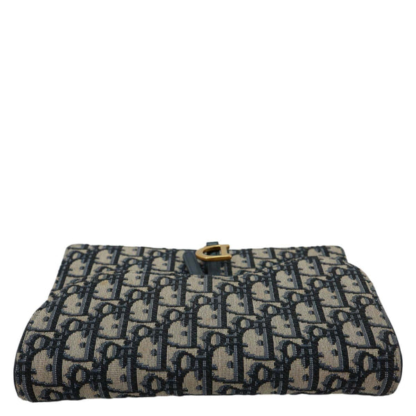 CHRISTIAN DIOR Saddle Oblique Jacquard Pouch Wallet On Chain Navy Blue