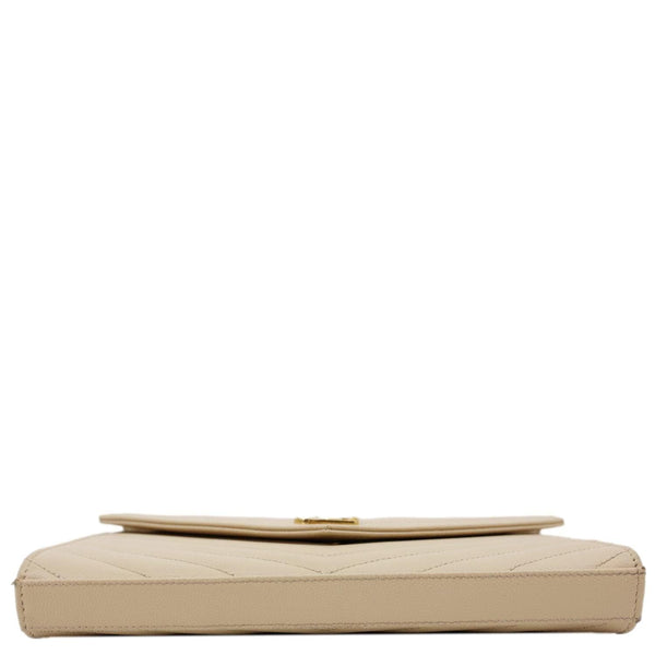 YVES SAINT LAURENT Cassandra Matelasse Grain De Poudre Chain Wallet Cream