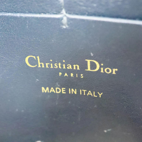 CHRISTIAN DIOR Saddle Oblique Jacquard Pouch Wallet On Chain Navy Blue