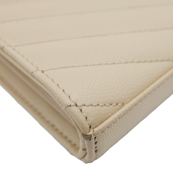 YVES SAINT LAURENT Cassandra Matelasse Grain De Poudre Chain Wallet Cream