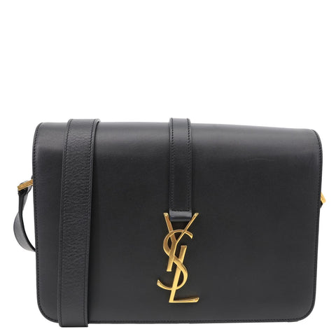 YVES SAINT LAURENT Universite Smooth Calfskin Leather Shoulder Bag Black
