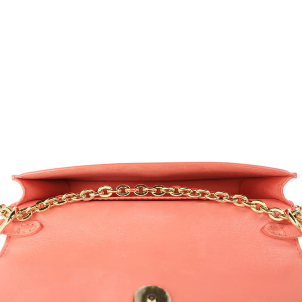 LOUIS VUITTON LV Bloom Calfskin Leather Wallet On Chain Sweet Coral