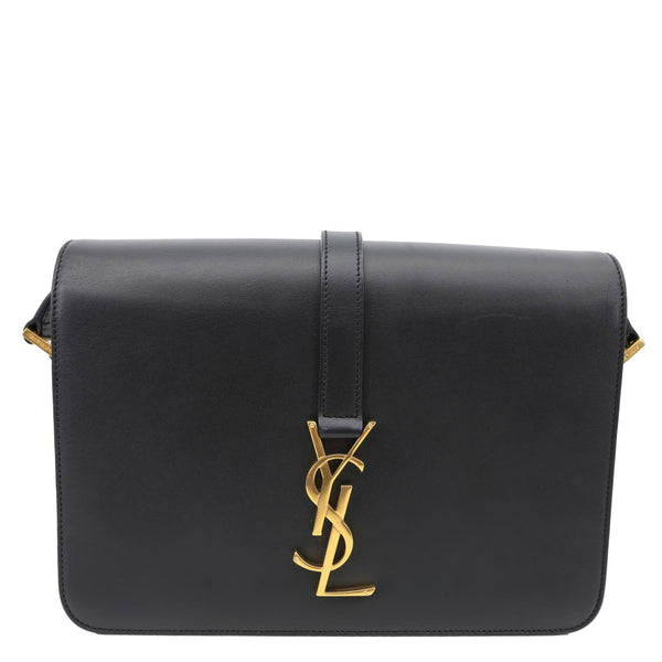 YVES SAINT LAURENT Universite Smooth Calfskin Leather Shoulder Bag Black