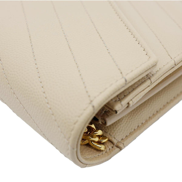 YVES SAINT LAURENT Cassandra Matelasse Grain De Poudre Chain Wallet Cream
