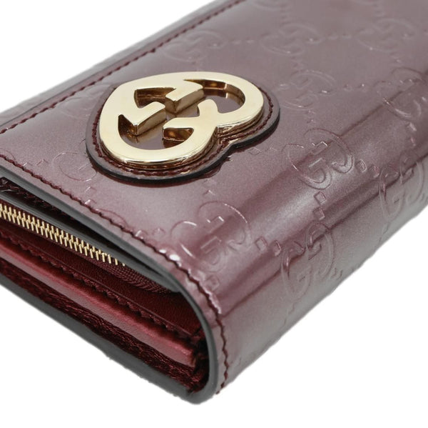 GUCCI Signature Lovely Heart GG Leather Continental Wallet Burgundy 245728