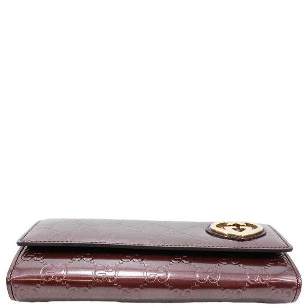 GUCCI Signature Lovely Heart GG Leather Continental Wallet Burgundy 245728