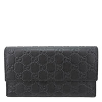GUCCI GG Leather Trifold Long Wallet Black 257303