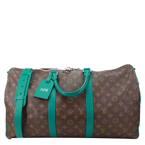 LOUIS VUITTON Keepall 50 Bandouliere Monogram Canvas Travel Bag Green