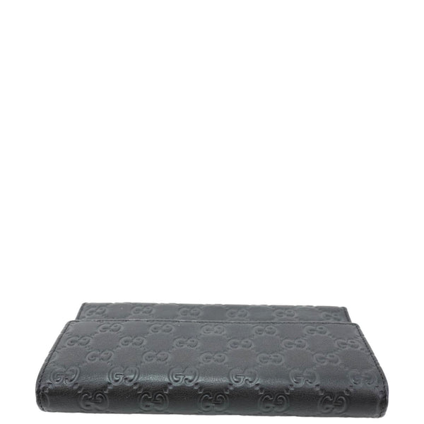 GUCCI GG Leather Trifold Long Wallet Black 257303