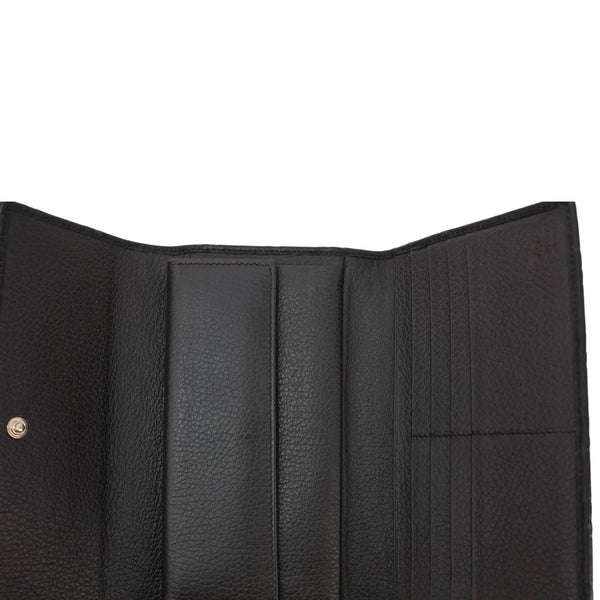 GUCCI GG Leather Trifold Long Wallet Black 257303