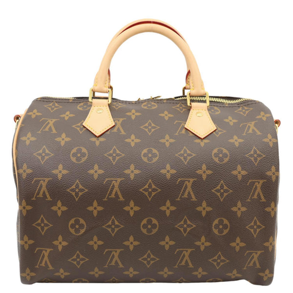 LOUIS VUITTON Speedy 30 Monogram Canvas Satchel Bag Brown