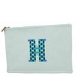 HERMES Embroidery H Toile Canvas Pouch Green