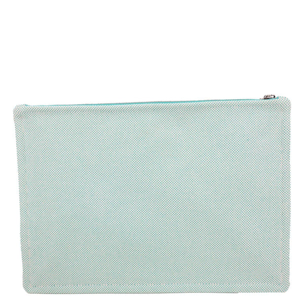 HERMES Embroidery H Toile Canvas Pouch Green