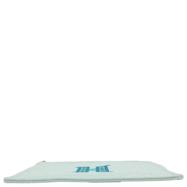 HERMES Embroidery H Toile Canvas Pouch Green