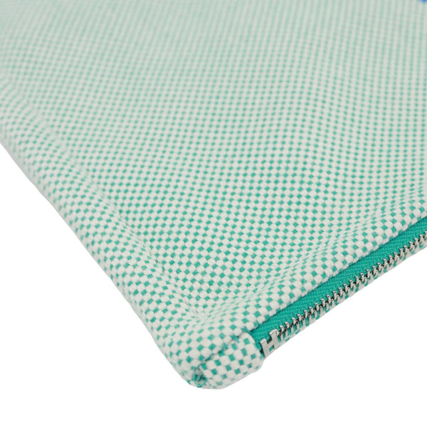 HERMES Embroidery H Toile Canvas Pouch Green