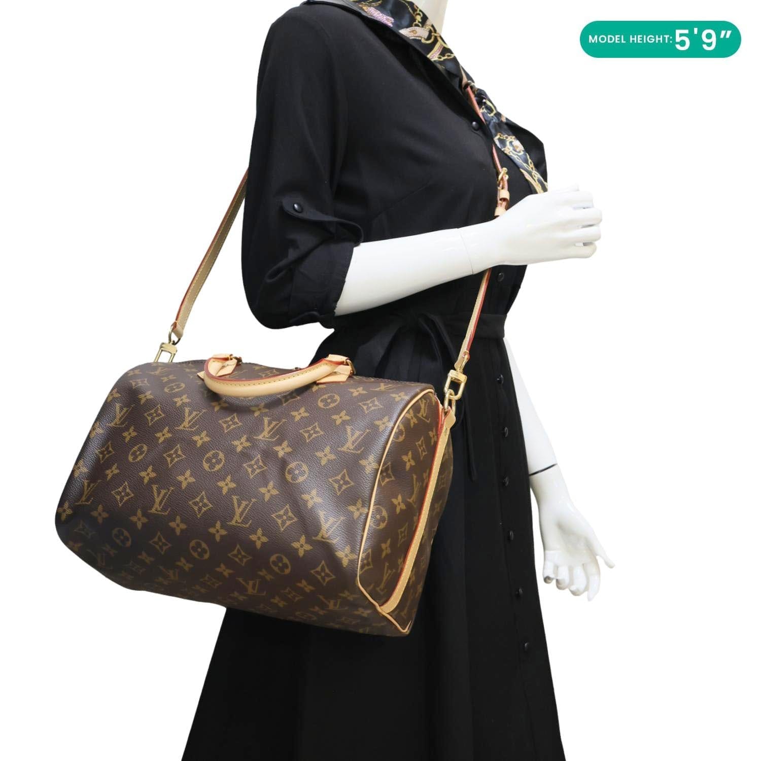 LOUIS VUITTON Speedy 30 Monogram Canvas Satchel Bag Brown
