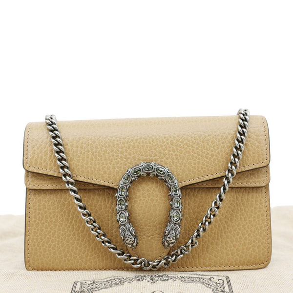 GUCCI Dionysus Mini Leather Crossbody Bag Beige 476432